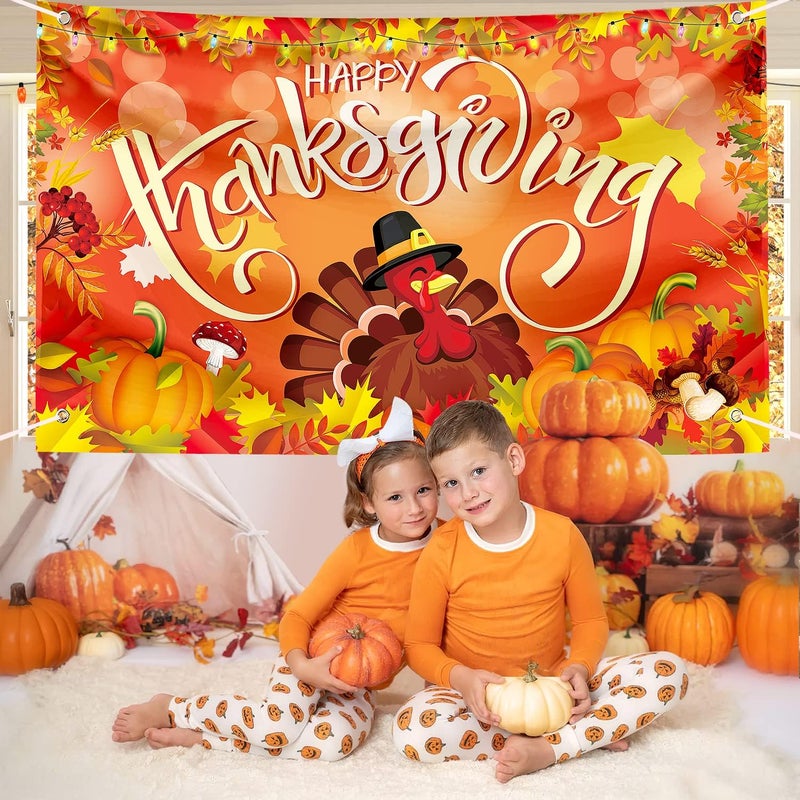 Sophena Large Thanksgiving Banner Decorations Outdoor 72x44 Inch,Turkey Maple Leaf Pumpkin Decorations Gifts for Indoor Home House Decor Party Supplies,Yard Sign Background for Photography - Image 5